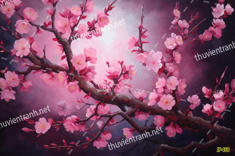 Tranh dán tường hoa anh đào-JP-468 - Tranh tường chất lượng cao